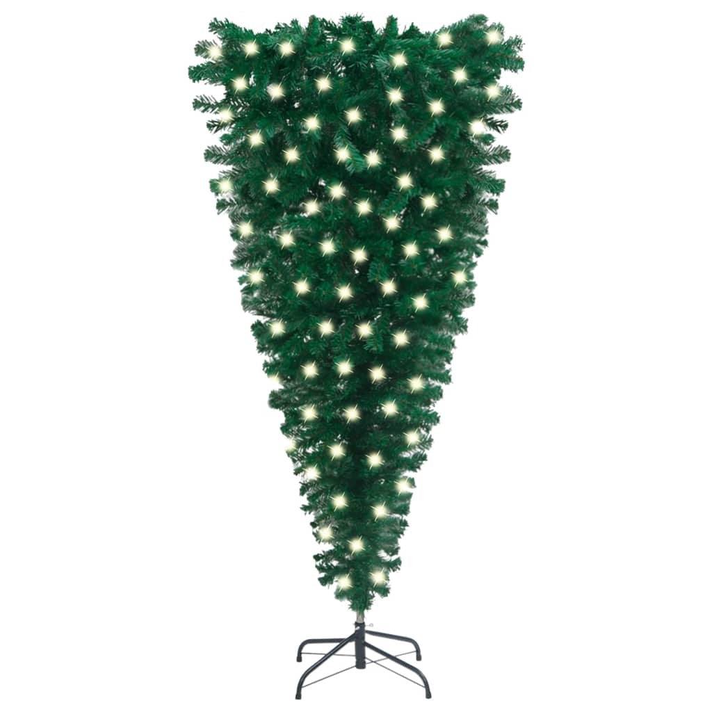 Upside-down Artificial Pre-lit Christmas Tree Green 59.1"