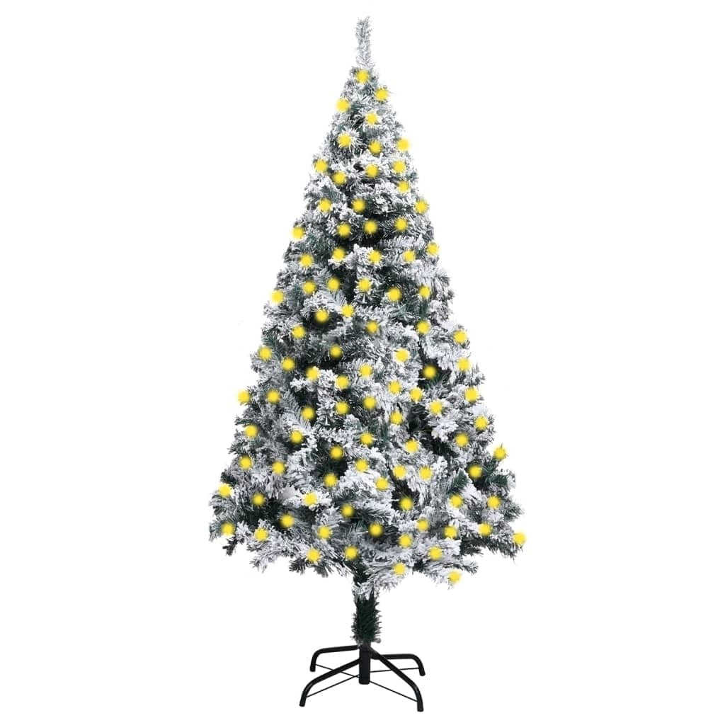 Artificial Christmas Tree with LEDs&Flocked Snow Green 82.7"