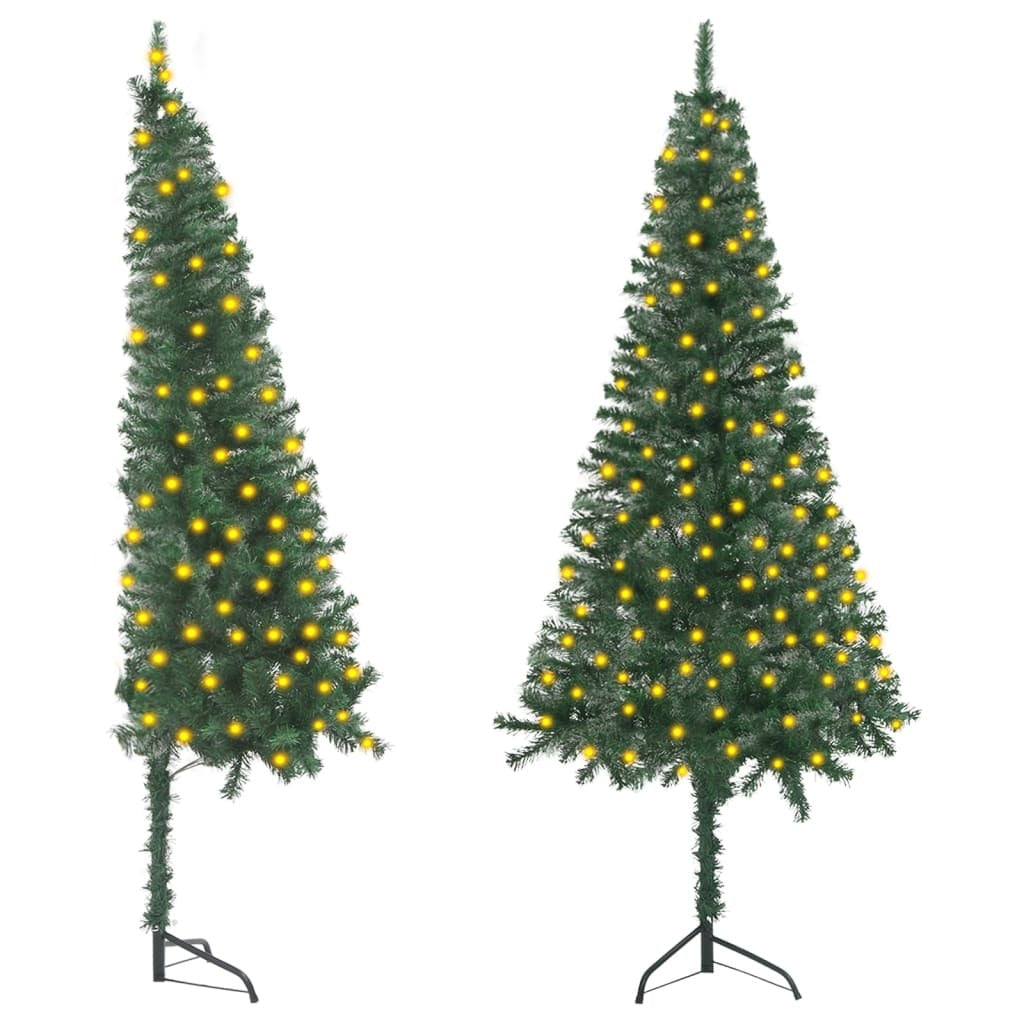 Corner Artificial Pre-lit Christmas Tree Green 59.1" PVC