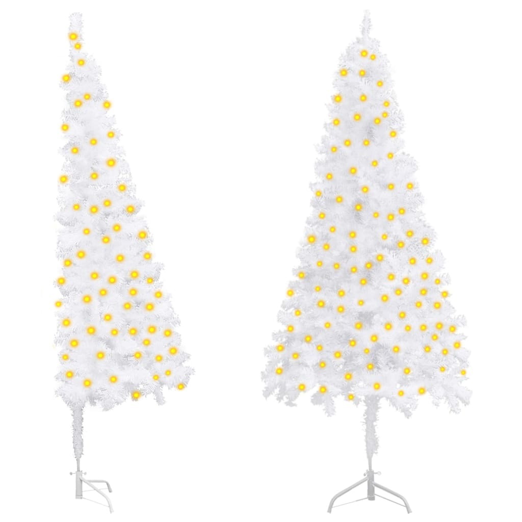 Corner Artificial Pre-lit Christmas Tree White 82.7" PVC