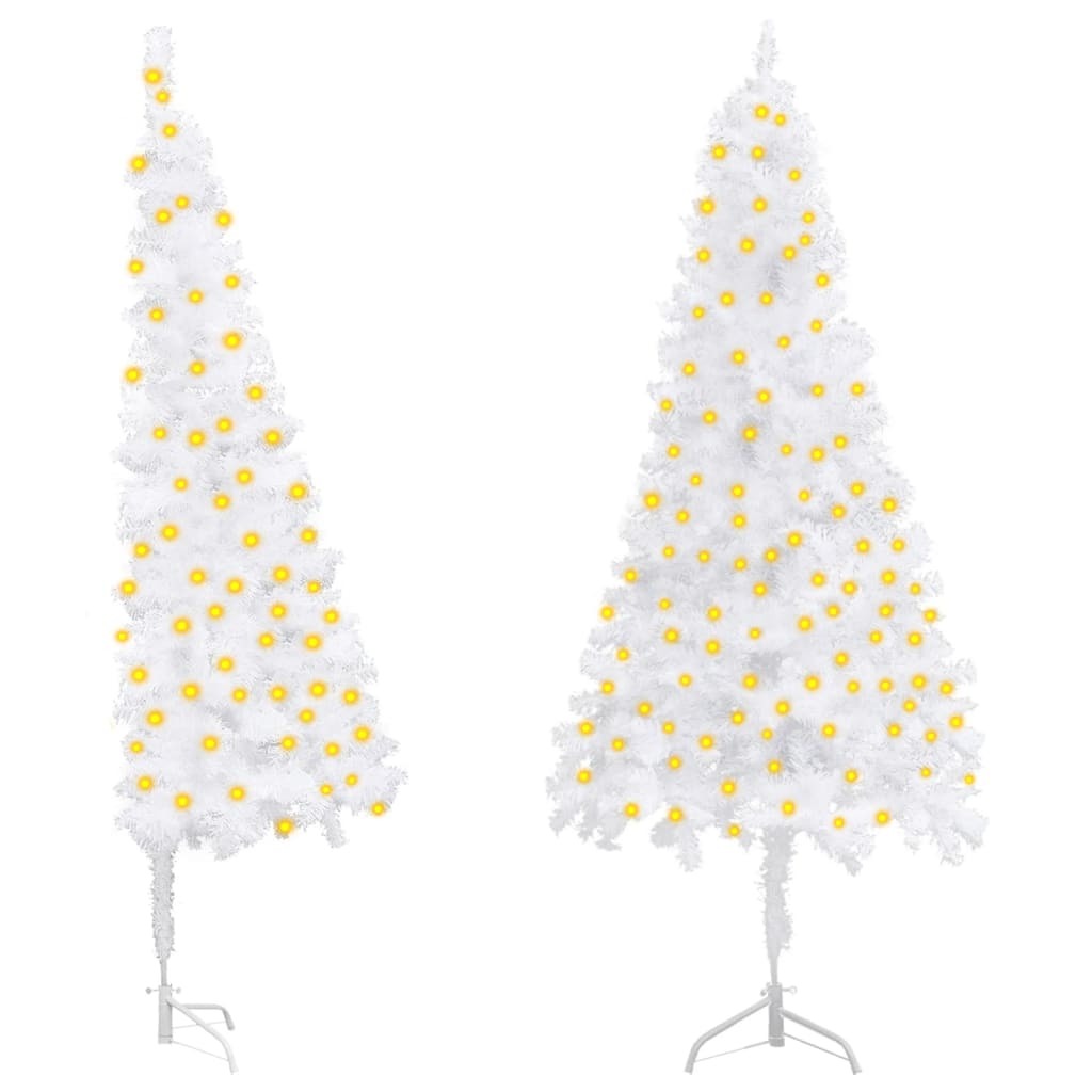 Corner Artificial Pre-lit Christmas Tree White 59.1" PVC