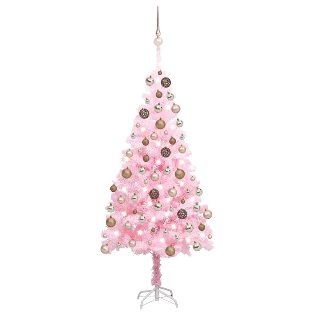 Artificial Pre-lit Christmas Tree with Ball Set Pink 47.2" PVC