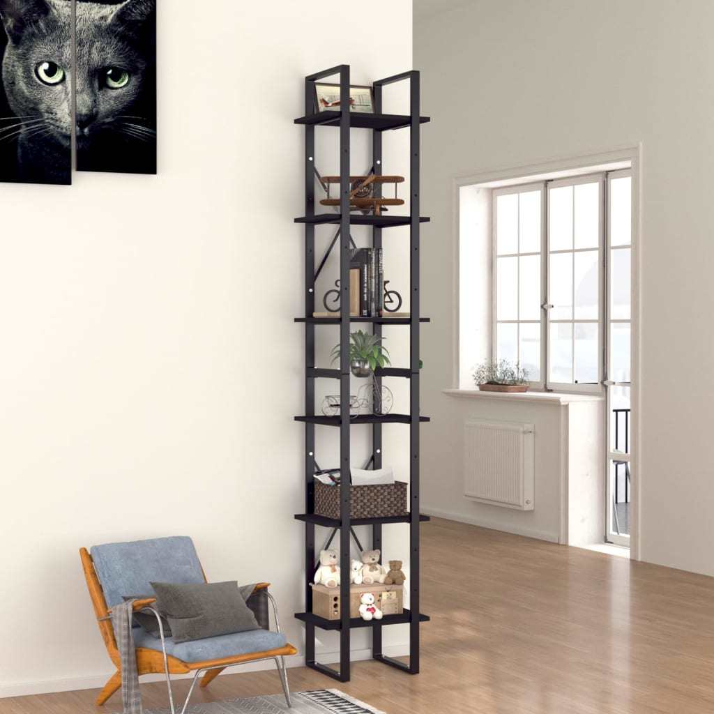 6-Tier Book Cabinet Black 15.7"x11.8"x82.7" Engineered Wood