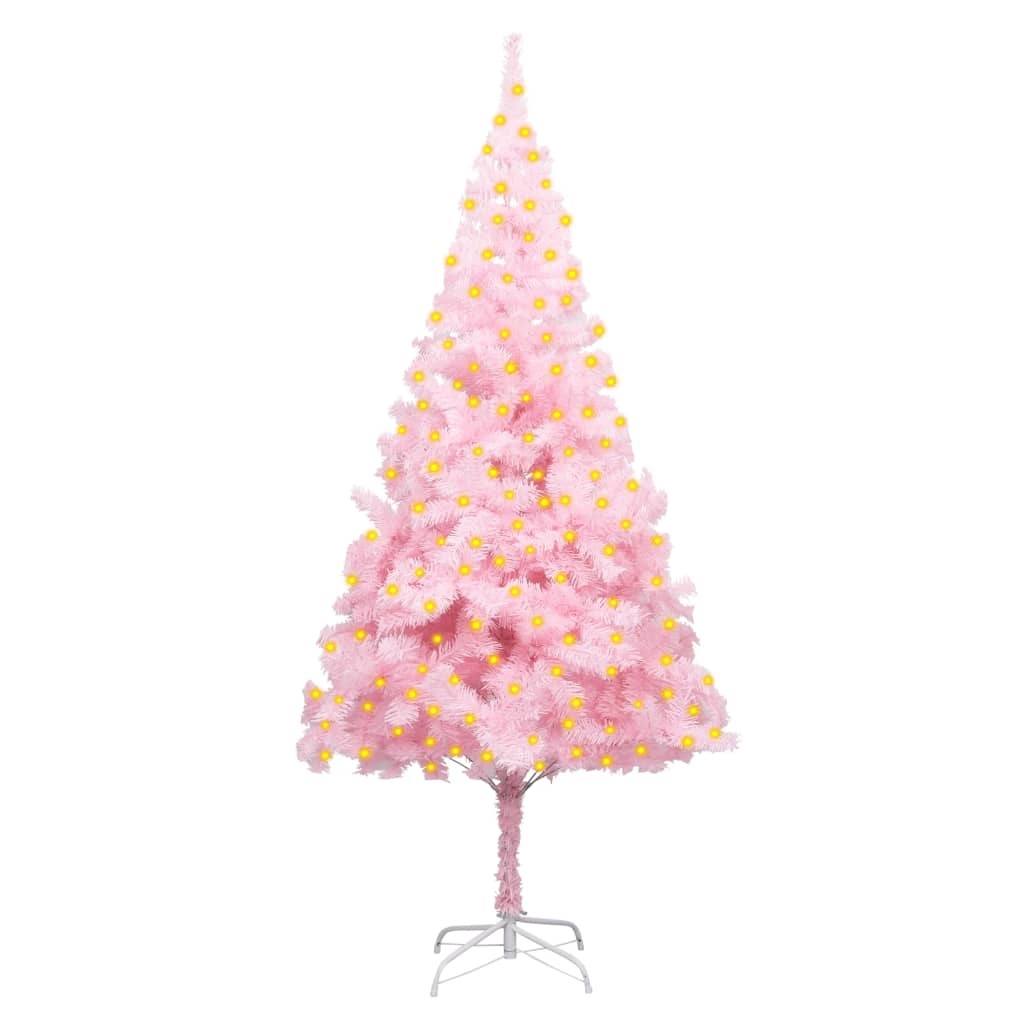 Artificial Pre-lit Christmas Tree with Stand Pink 82.7" PVC