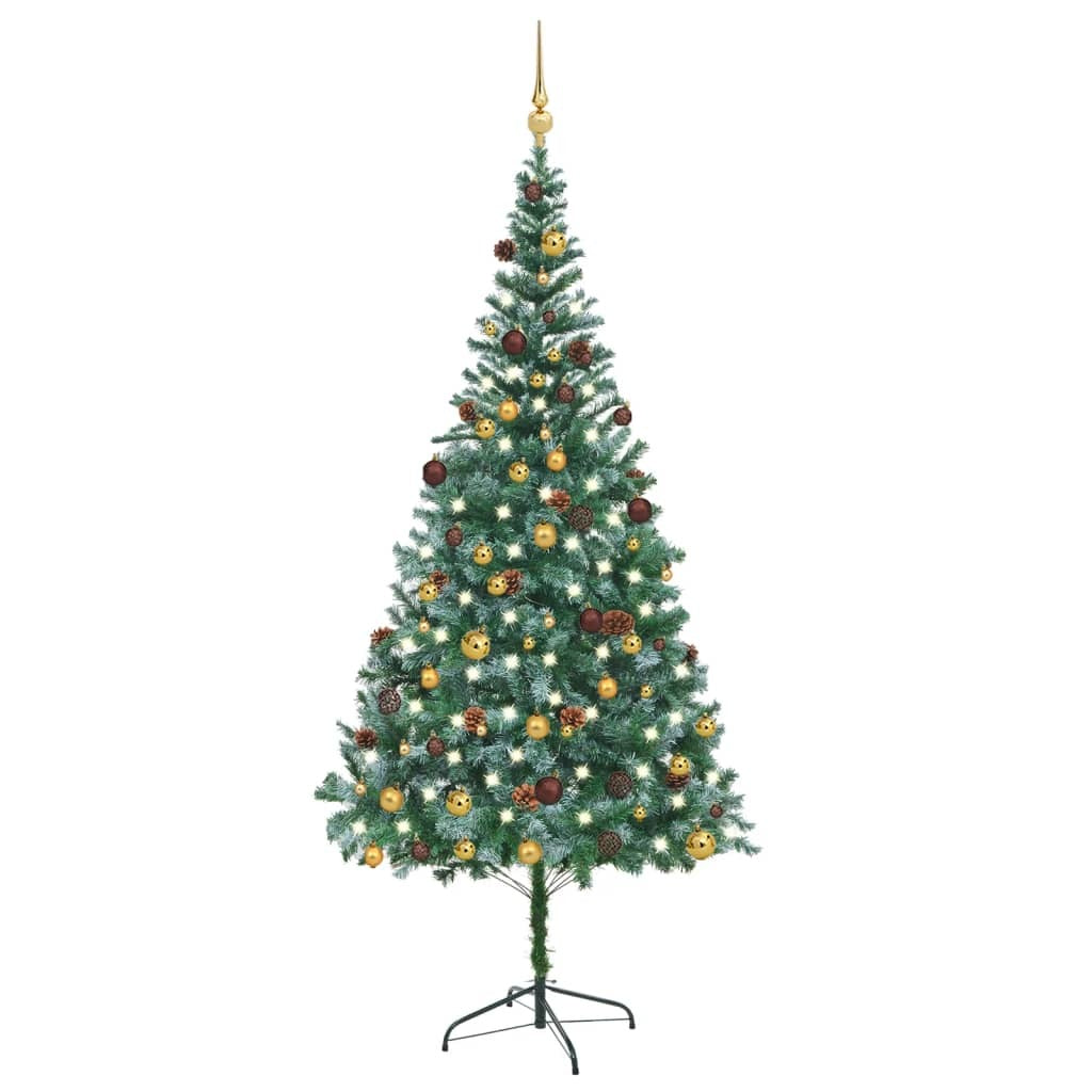 Artificial Pre-lit Christmas Tree with Ball Set&Pinecones 82.7"