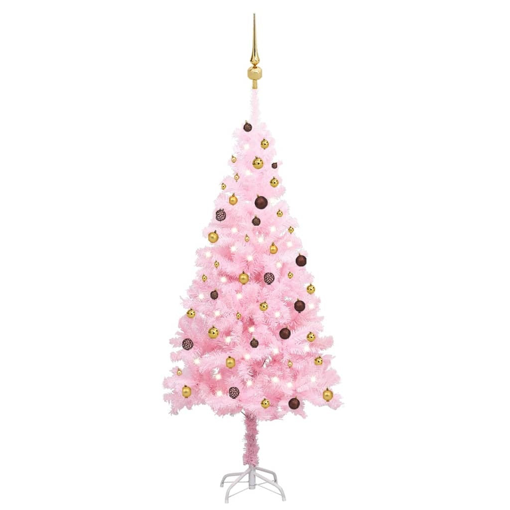 Artificial Pre-lit Christmas Tree with Ball Set Pink 82.7" PVC