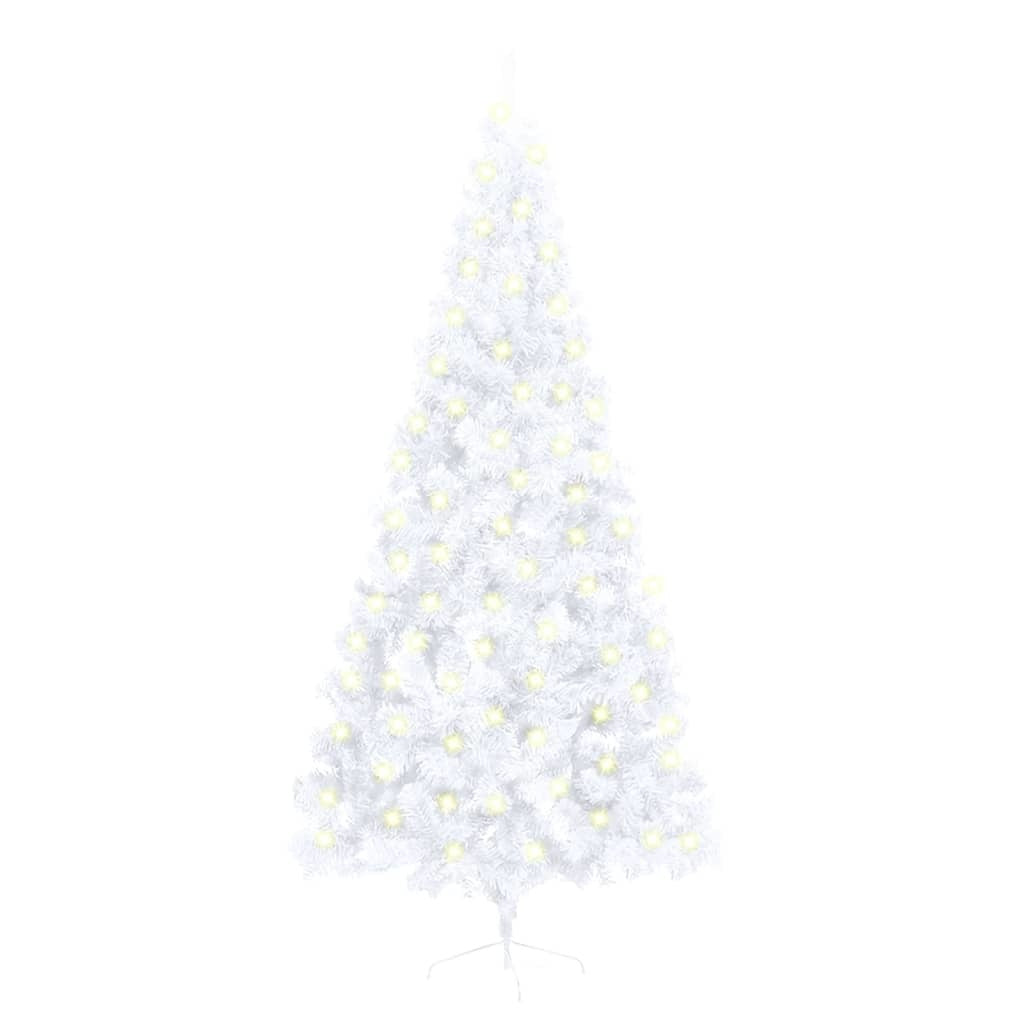 Artificial Half Pre-lit Christmas Tree with Stand White 82.7" PVC