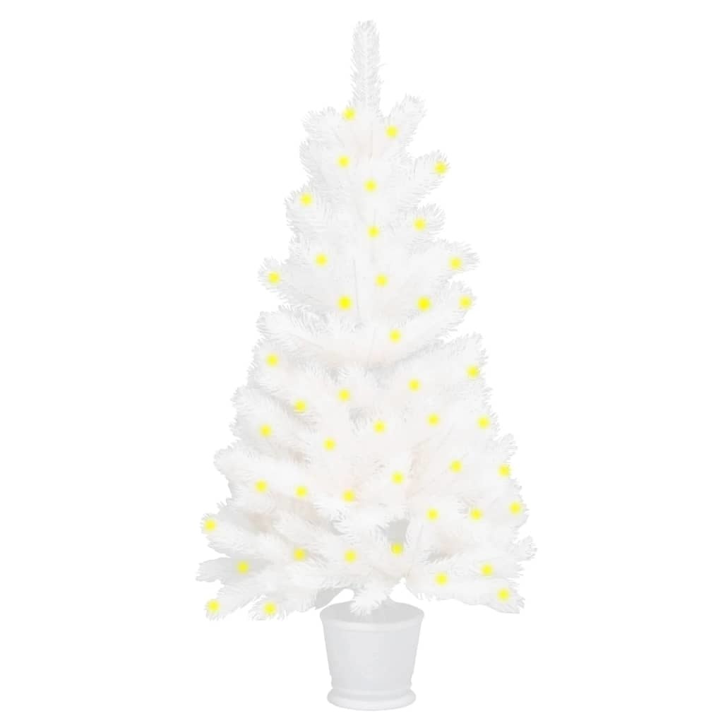 Artificial Pre-lit Christmas Tree White 35.4"