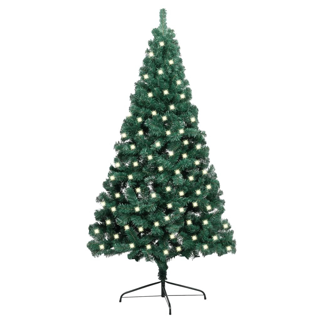 Artificial Half Pre-lit Christmas Tree with Stand Green 47.2" PVC