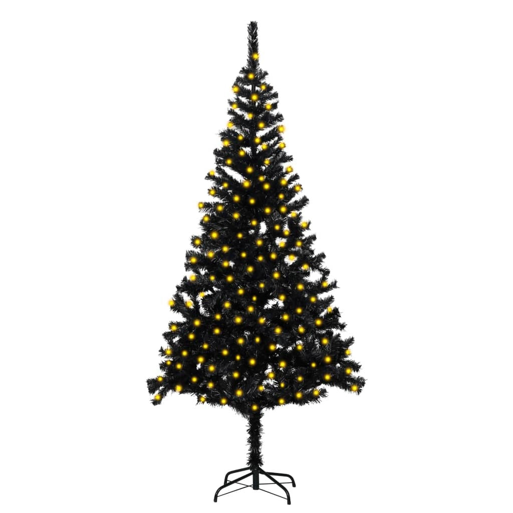 Artificial Pre-lit Christmas Tree with Stand Black 82.7" PVC