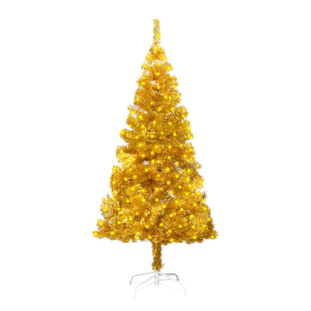 Artificial Pre-lit Christmas Tree with Stand Gold 59.1" PET