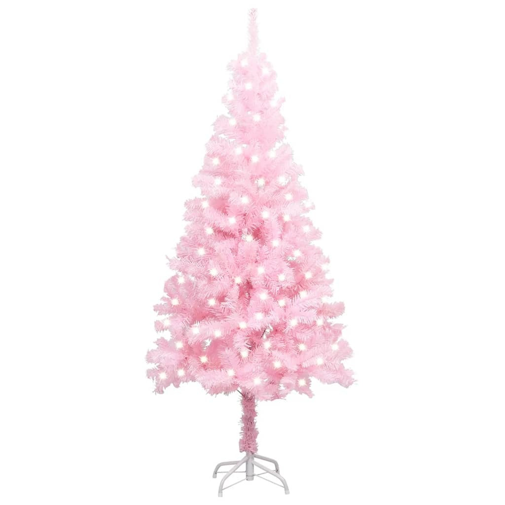 Artificial Pre-lit Christmas Tree with Stand Pink 47.2" PVC