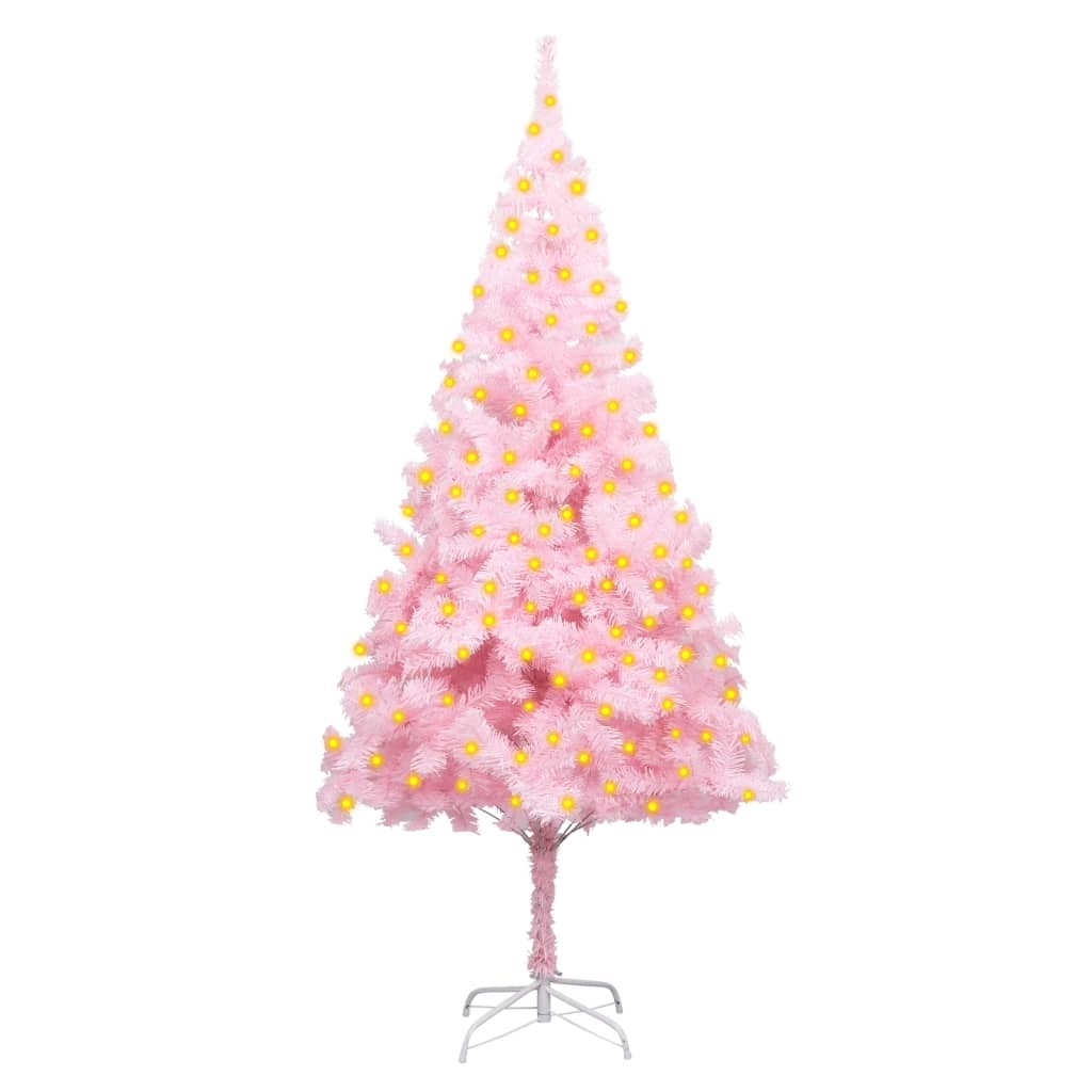 Artificial Pre-lit Christmas Tree with Stand Pink 70.9" PVC