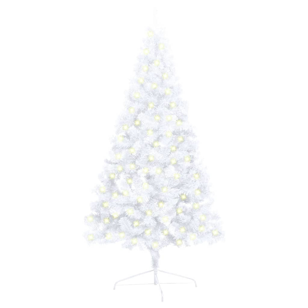 Artificial Half Pre-lit Christmas Tree with Stand White 47.2" PVC