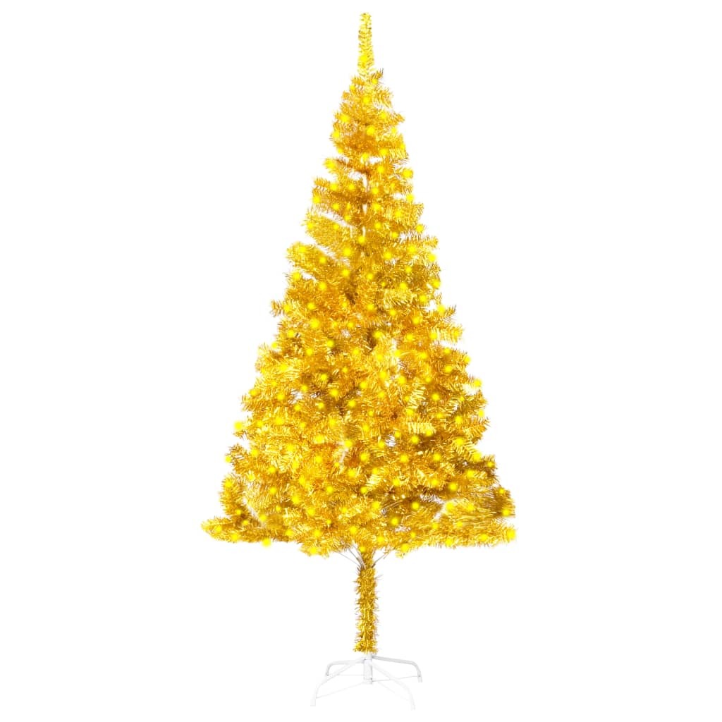 Artificial Pre-lit Christmas Tree with Stand Gold 82.7" PET