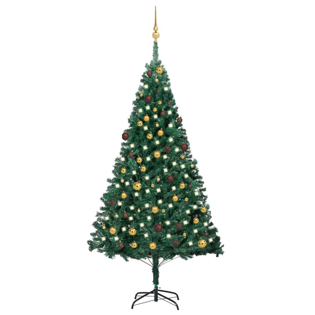 Artificial Pre-lit Christmas Tree with Ball Set Green 82.7" PVC