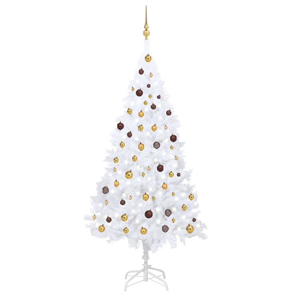 Artificial Pre-lit Christmas Tree with Ball Set White 82.7" PVC