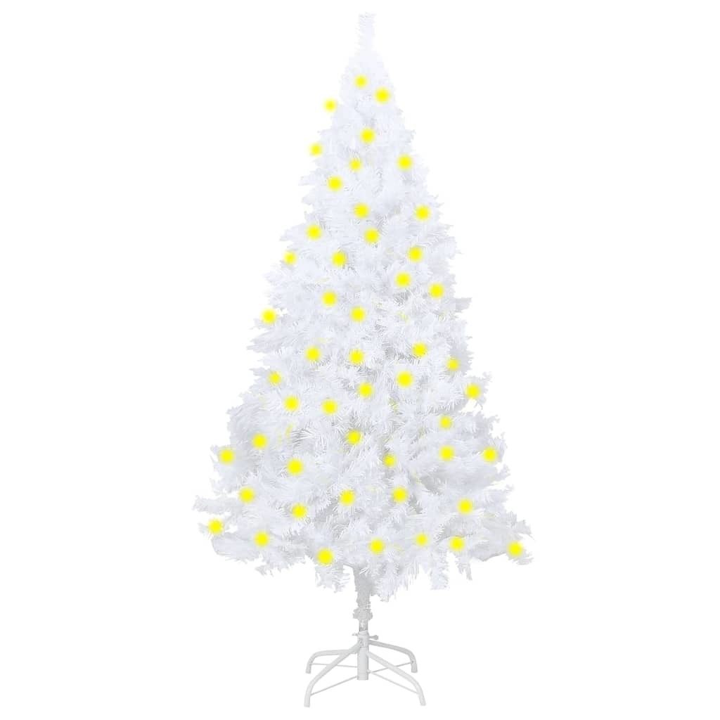 Artificial Pre-lit Christmas Tree with Thick Branches White 70.9"