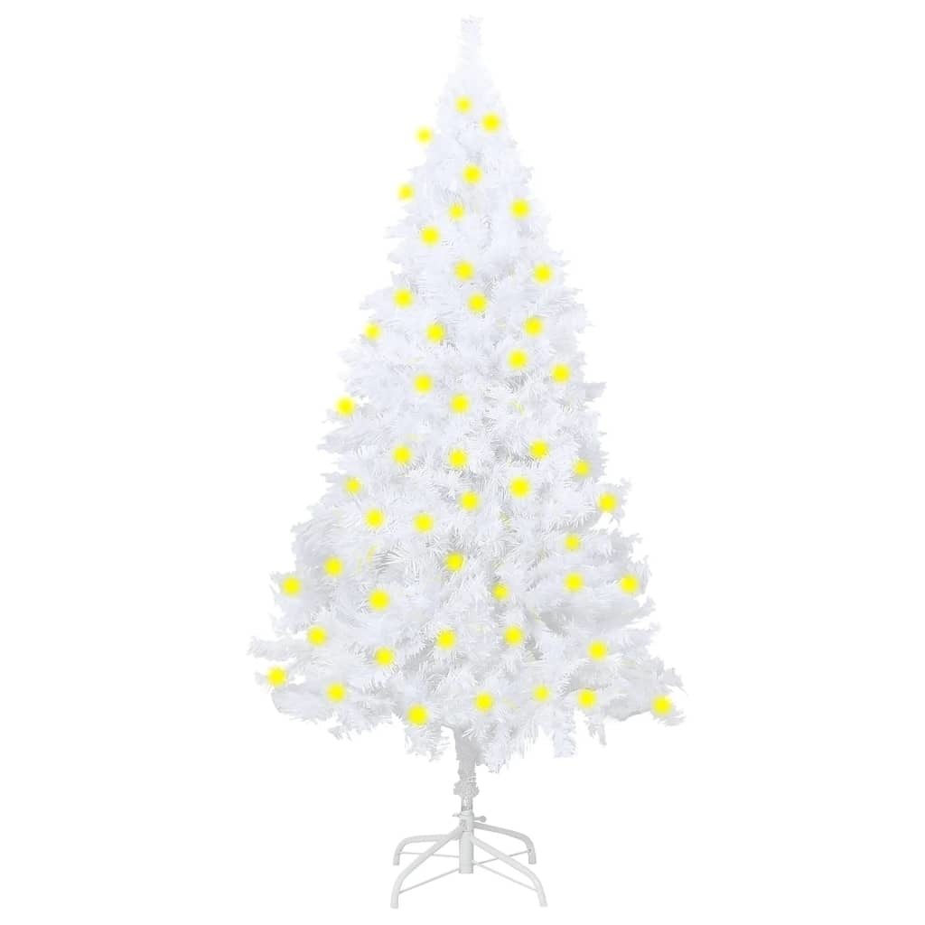 Artificial Pre-lit Christmas Tree with Thick Branches White 59.1"