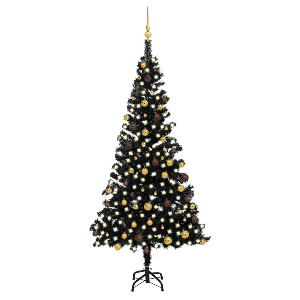 Artificial Pre-lit Christmas Tree with Ball Set Black 82.7" PVC