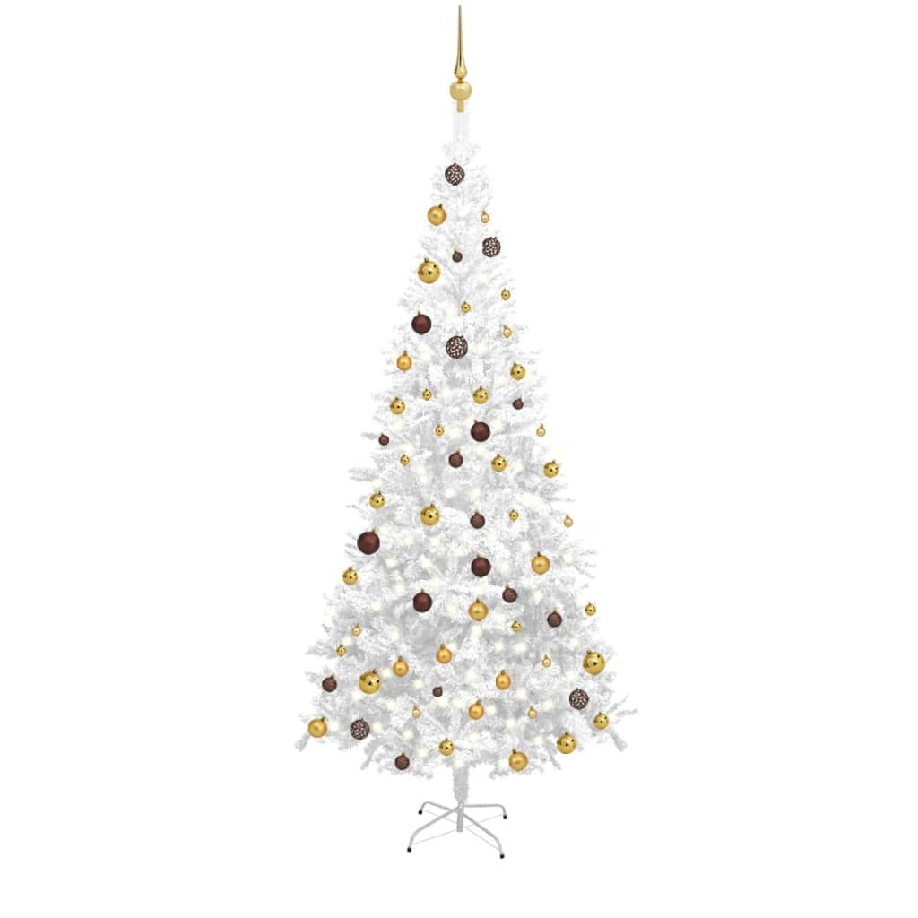 Artificial Pre-lit Christmas Tree with Ball Set L 94.5" White