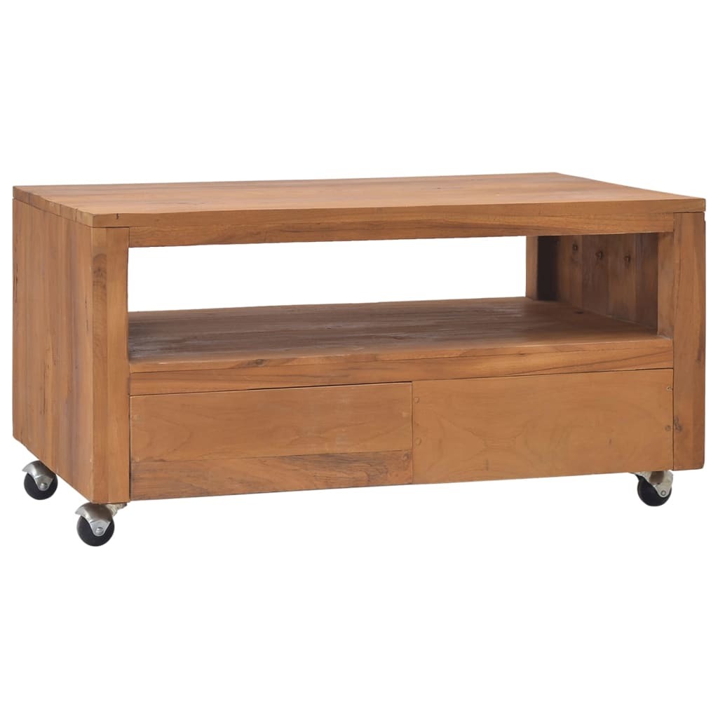 TV Stand with Wheels 31.5"x19.7"x16.5" Solid Wood Teak