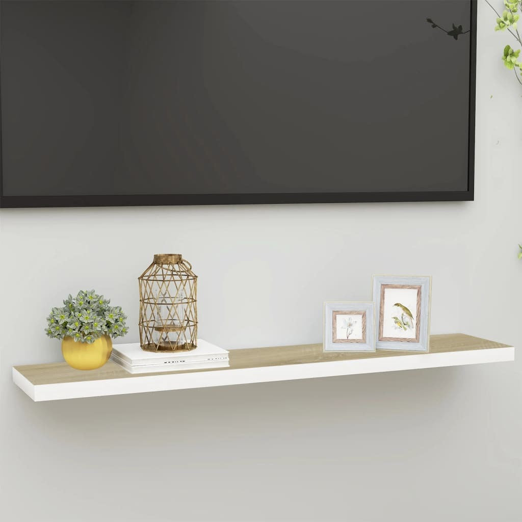 Floating Wall Shelf Oak and White 47.2"x9.3"x1.5" MDF