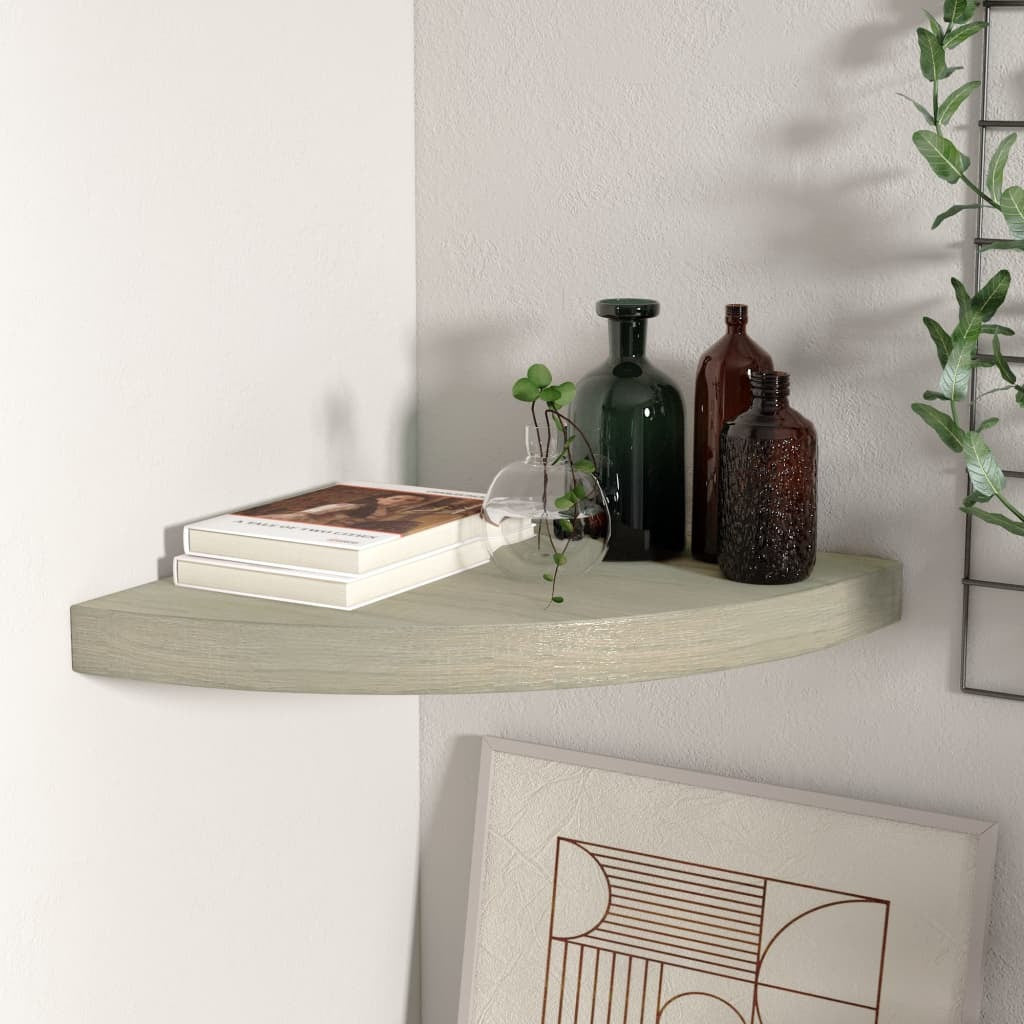 Floating Corner Shelf Oak 13.8"x13.8"x1.5" MDF