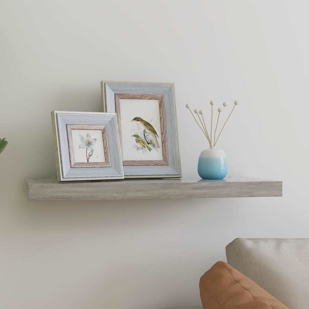 Floating Wall Shelf Concrete Gray 23.6"x9.3"x1.5" MDF