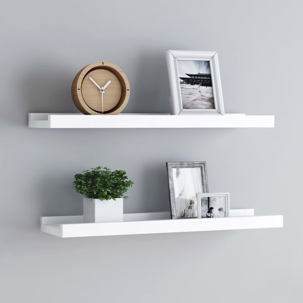 Picture Frame Ledge Shelves 2 pcs White 15.7"x3.5"x1.2" MDF