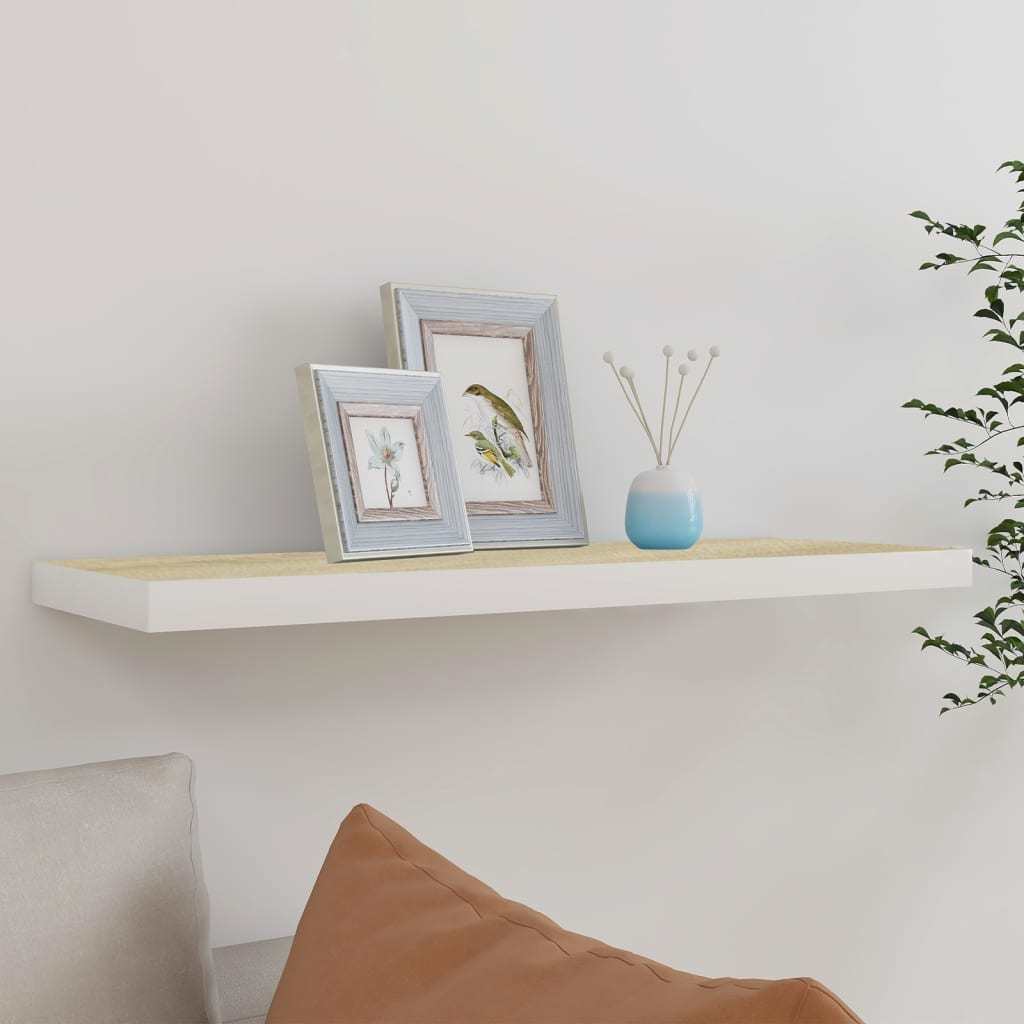 Floating Wall Shelf Oak and White 31.5"x9.3"x1.5" MDF