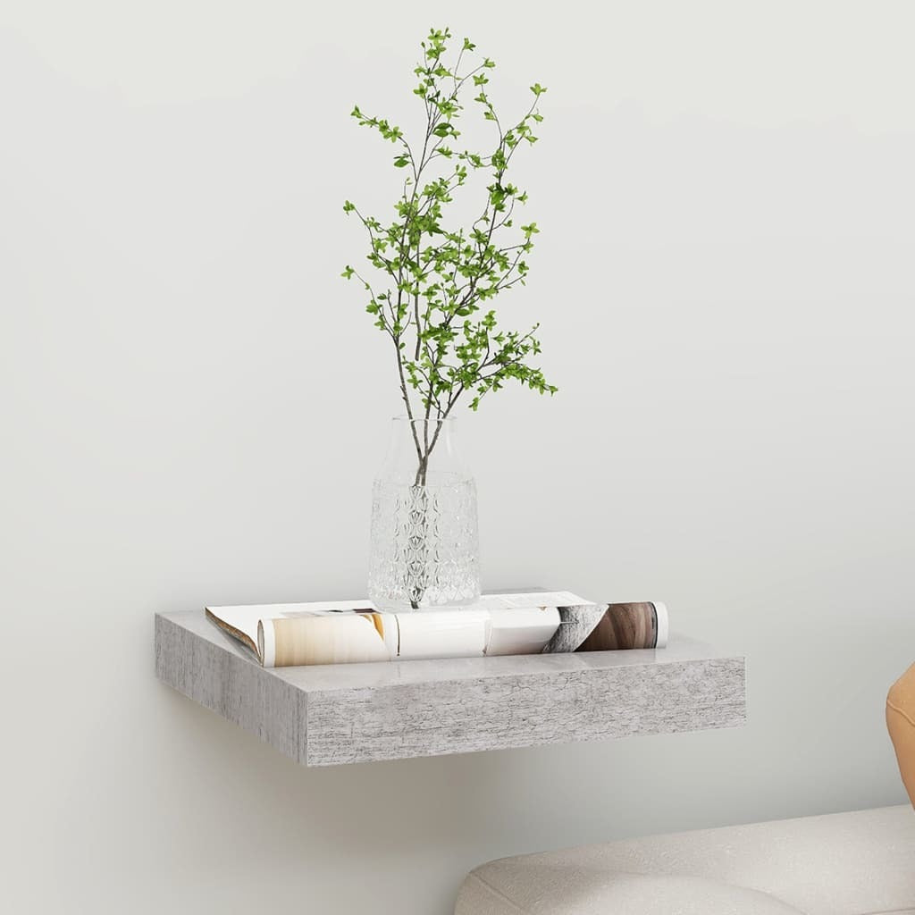 Floating Wall Shelf Concrete Gray 9.1"x9.3"x1.5" MDF