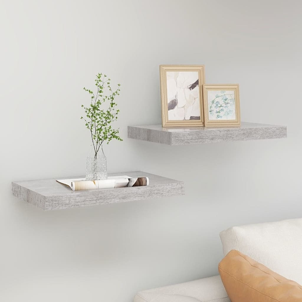 Floating Wall Shelves 2 pcs Concrete Gray 15.7"x9.1"x1.5" MDF