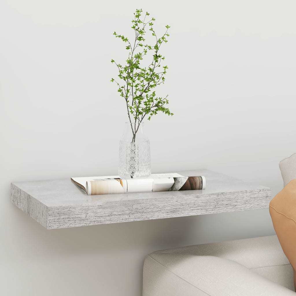 Floating Wall Shelf Concrete Gray 19.7"x9.1"x1.5" MDF