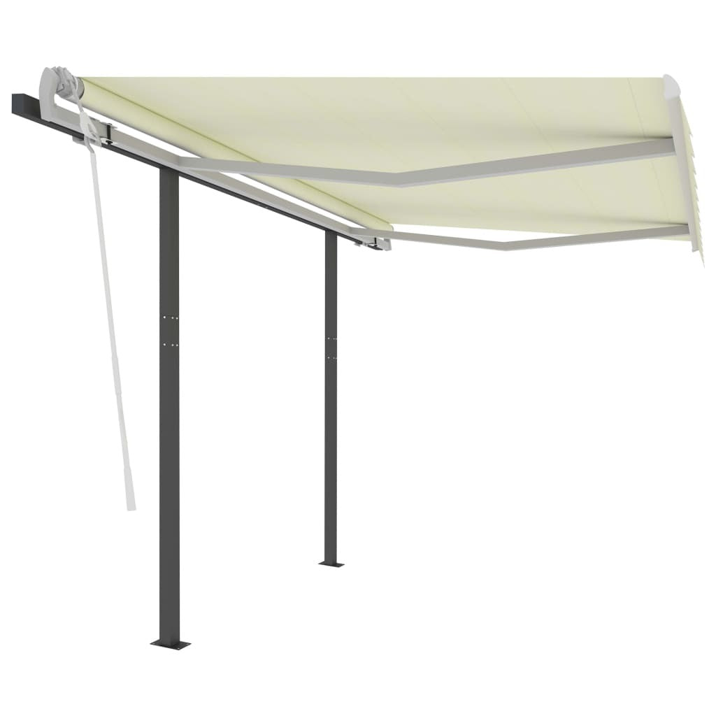 Manual Retractable Awning with Posts 9.8'x8.2' Cream