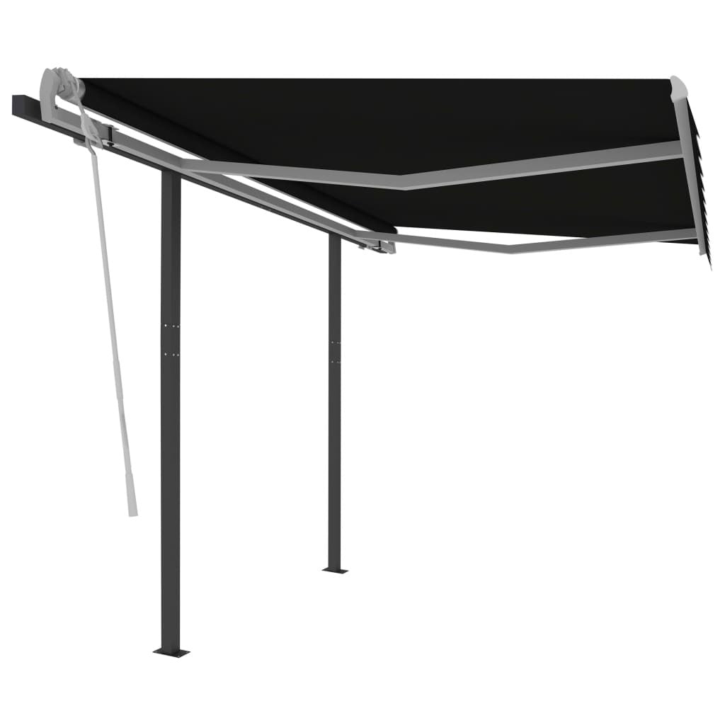 Manual Retractable Awning with Posts 9.8'x8.2' Anthracite