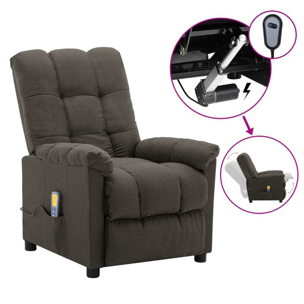 Massage Recliner Taupe Fabric