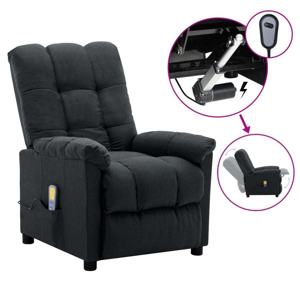 Massage Recliner Dark Gray Fabric