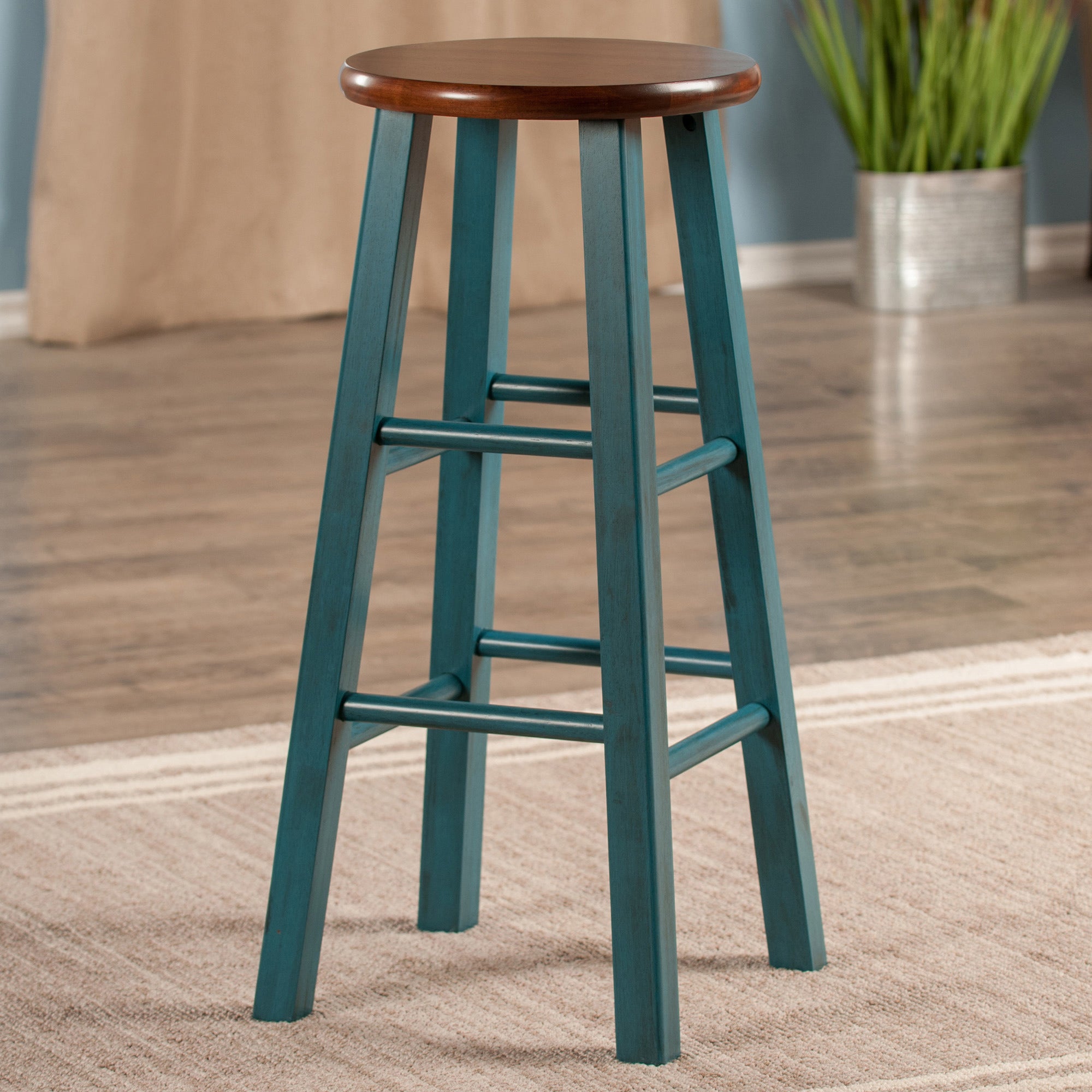 Ivy 29" Bar Stool Walnut/Teal