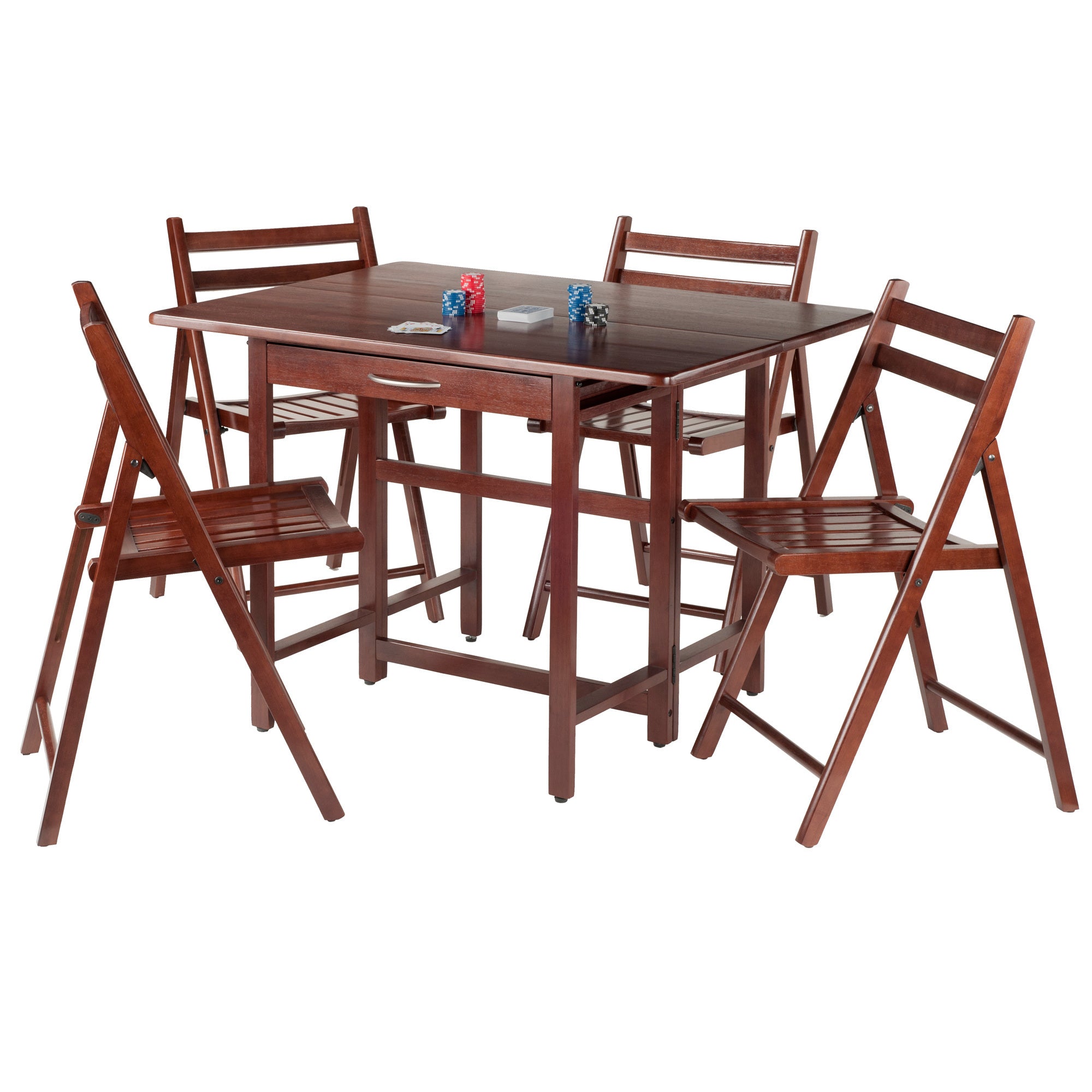 Taylor 5-Pc Set Drop Leaf Table w/ 4 Folding Chairs