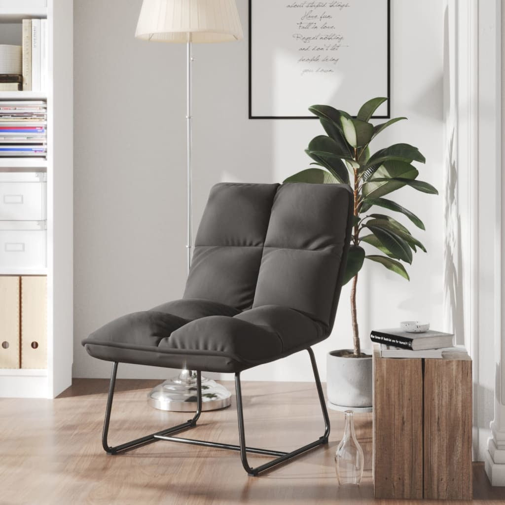 Leisure Chair with Metal Frame Dark Gray Velvet