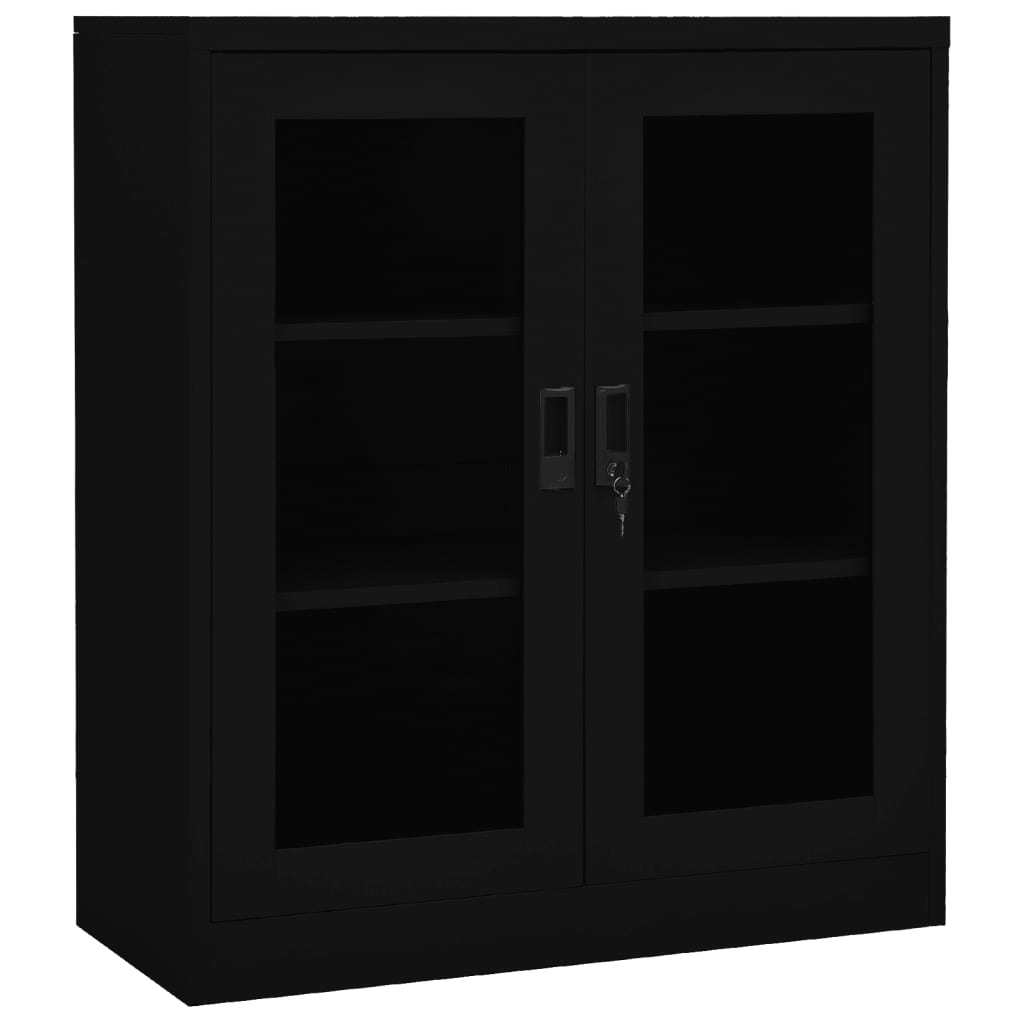 Office Cabinet Black 35.4"x15.7"x41.3" Steel