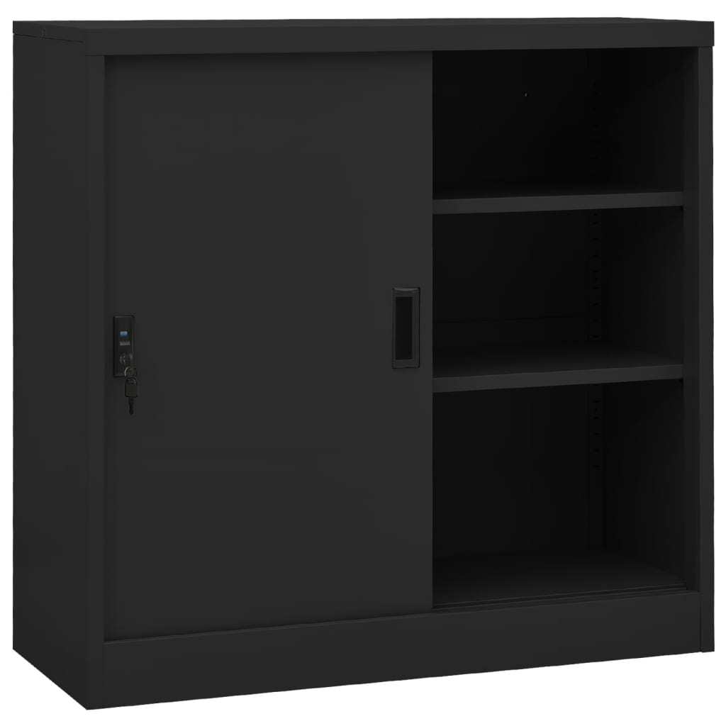 Office Cabinet with Sliding Door Anthracite 35.4"x15.7"x35.4" Steel