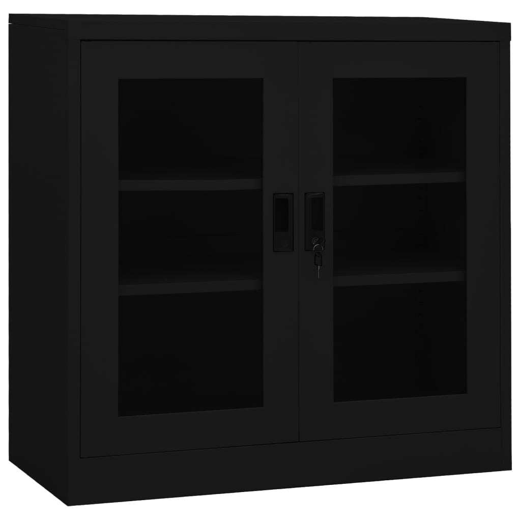 Office Cabinet Black 35.4"x15.7"x35.4" Steel