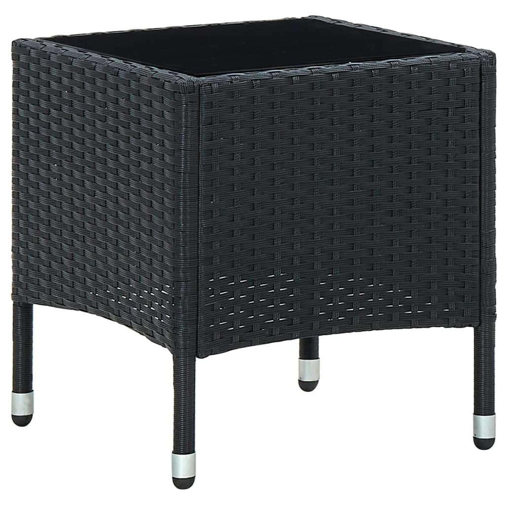 Patio Table Black 15.7"x15.7"x17.7" Poly Rattan