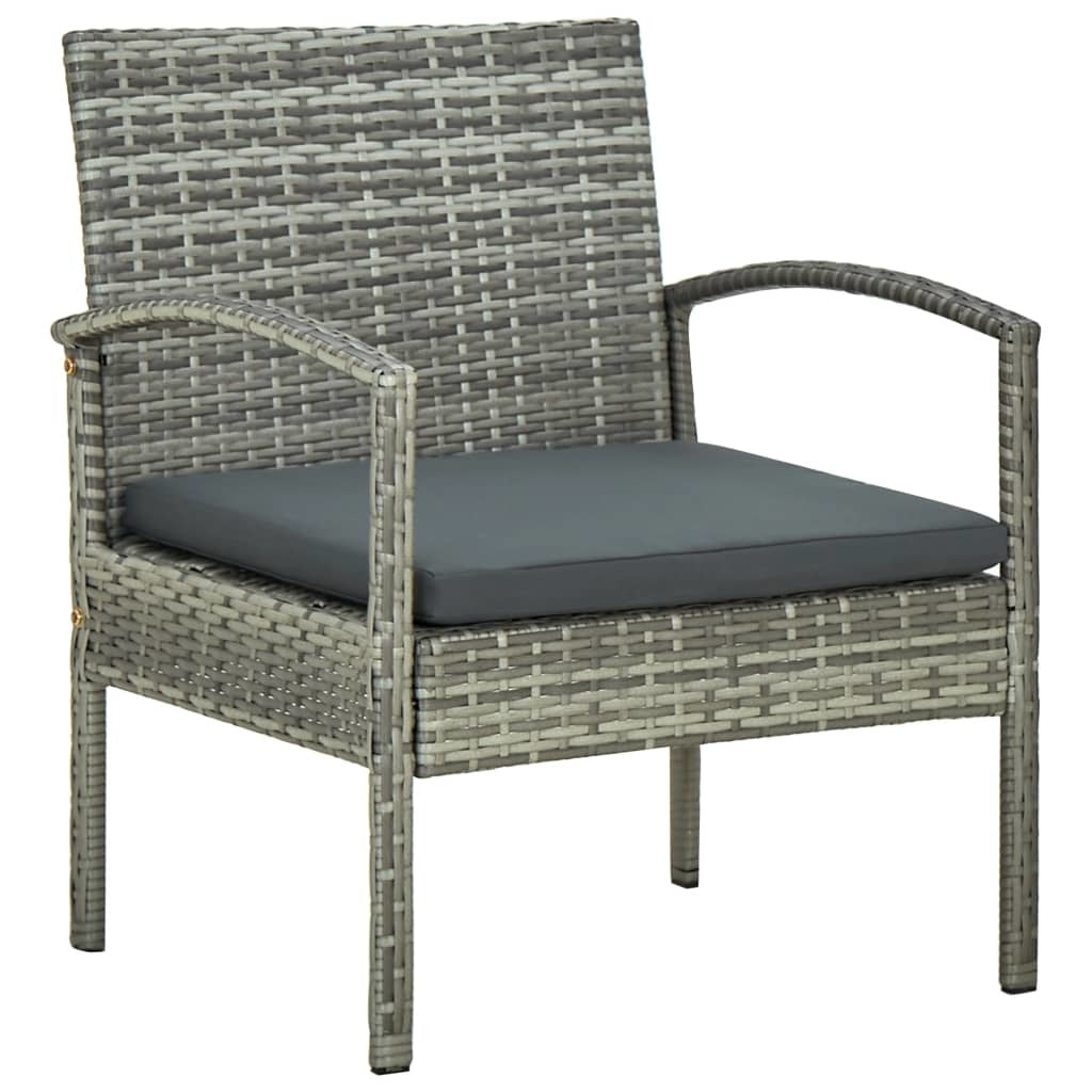 Patio Chair with Cushion Poly Rattan Gray