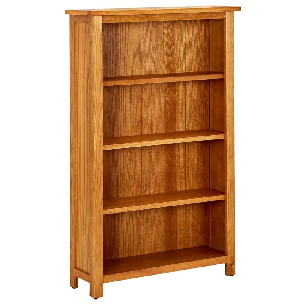 4-Tier Bookcase 27.6"x8.7"x43.3" Solid Oak Wood