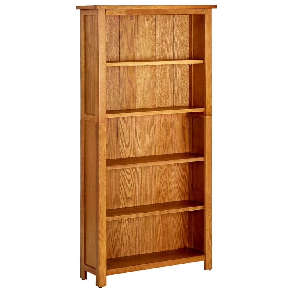 5-Tier Bookcase 27.6"x8.7"x55.1" Solid Oak Wood