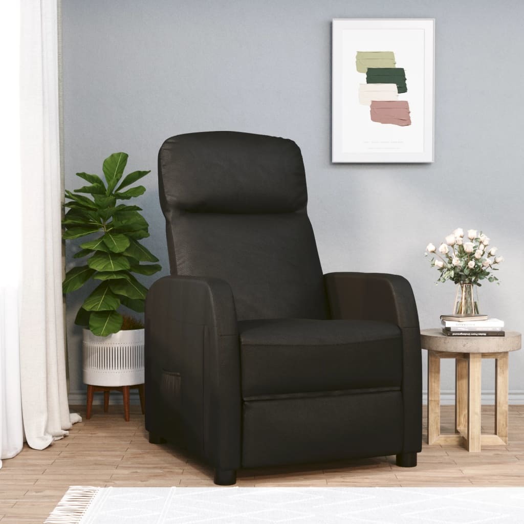 Reclining Chair Black Faux Leather