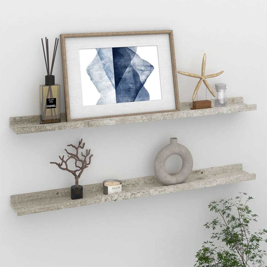 Wall Shelves 2 pcs Concrete Gray 31.5"x3.5"x1.2"